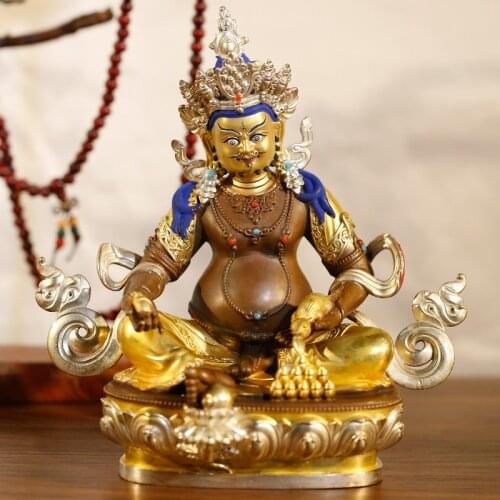 GOOD quality Gilding Buddha statue Asia Nepal Tibet temple good luck The God of wealth Jambhala buddha God bronze copper statue