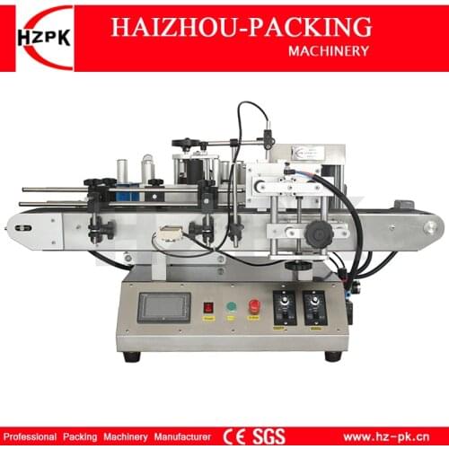 HZPK Automatic Desktop Pet Small Plastic Glass Beer Cans Round Bottle Labeling Machine Adhesive Sticker Labeller Around Labeling