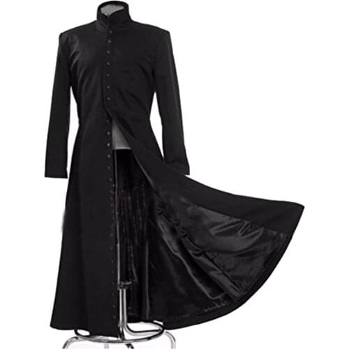 2017 The Matrix Cosplay Customised Black Cosplay Costume Neo Trench Coat Only Coat