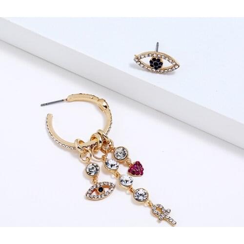 Bohemia Eye,Cross Small Stud Earrings Set For Women Imitation Retro Vintage Crystal Hanging Hert Love Earrings Jewelry Brincos