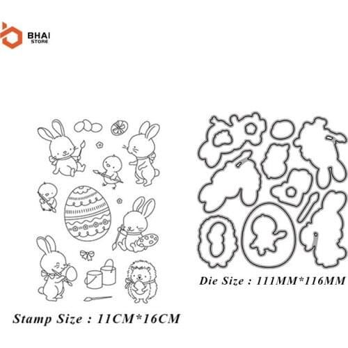 Animal Bunny and Eggs Metal Cutting Dies and Stamps DIY Scrapbook Photo Album Decorative Embossing Paper Cards 2021 New