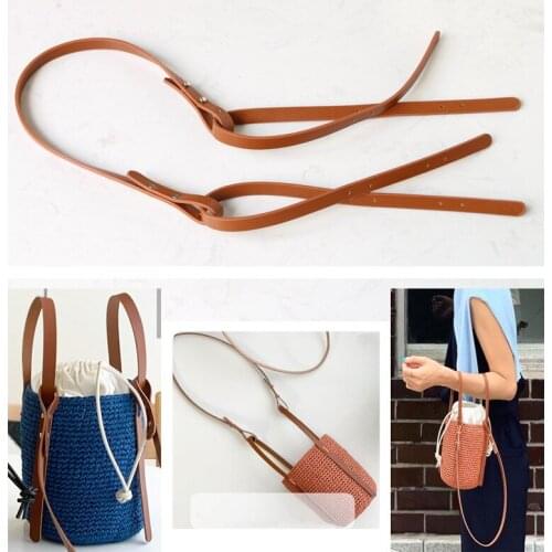 Onthelevel PU Leather Handbag Shoulder Handle Strap for Bucket Brown Black Shoulder Strap for DIY Woven Bag Accessories