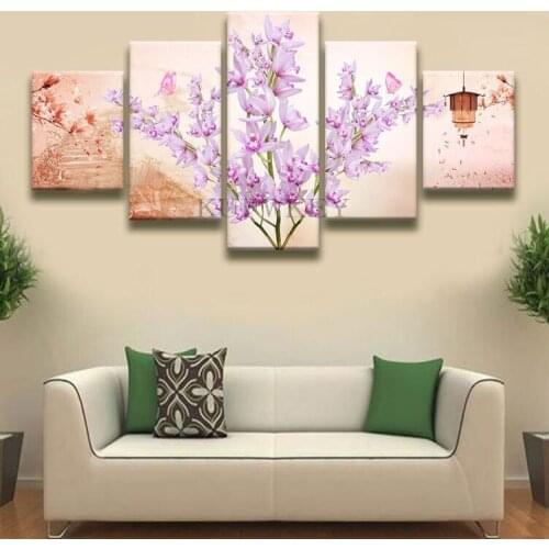 Dandelion Diamond Painting 5 panel Cross Stitch Kits pink flower 5D Diamonds Embroidery Full square Mosaic Pattern Mimosa