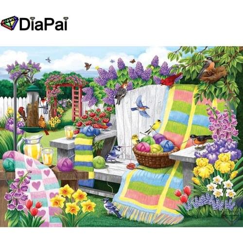 DIAPAI Full Diamond Embroidery "Bird flower" Diamond Painting Cross Stitch Patterns Rhinestone Unfinished Home Decor A26328