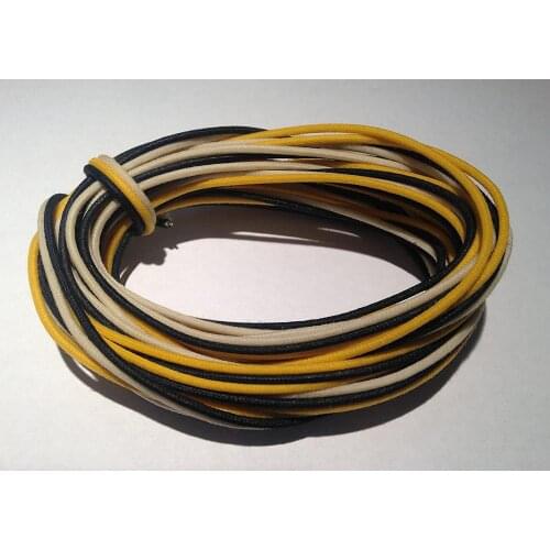 30 feet (10-white / 10-black / 10-yellow) Gavitt fabric pre-dyed 7-strand push back 22-watt retro style guitar cord