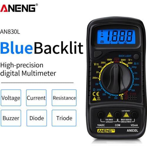 ANENG AN830L Handheld Digital Multimeter Tester LCD Backlight Portable AC/DC Ammeter Voltmeter Ohm Voltage Meter Multimetro