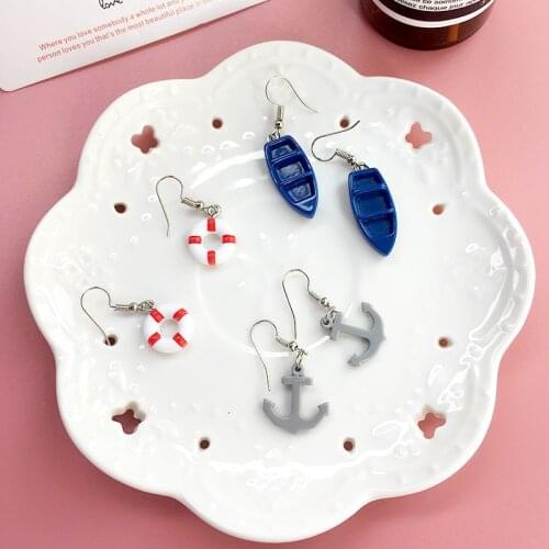 Fashion Resin swim ring Life buoy boat ship earrings women girl drop dangle earring diy ear jewelry ornament handmade jewellery