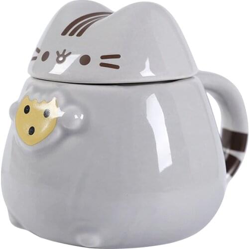 With Cover Cute Dog Cat Claw Coffee Tea Mug Cherry Double-Layer Ceramic Juice Cup Transparent Pink Milk Mug Water Cup