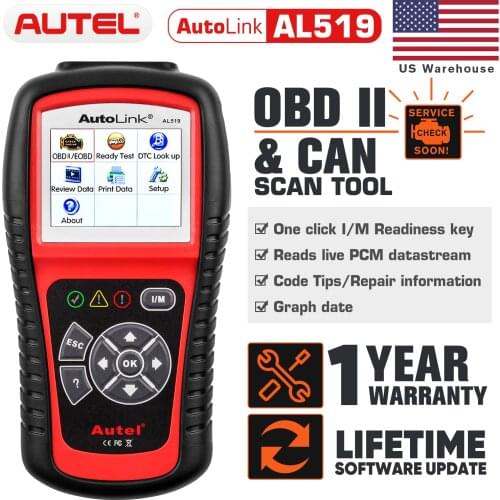 The AutoLink AL519 OBDII/EOBD Scanner Supports All 10 Modes of OBDII Tests Diagnostic Tool with One-Click Smog Check DTC Breaker