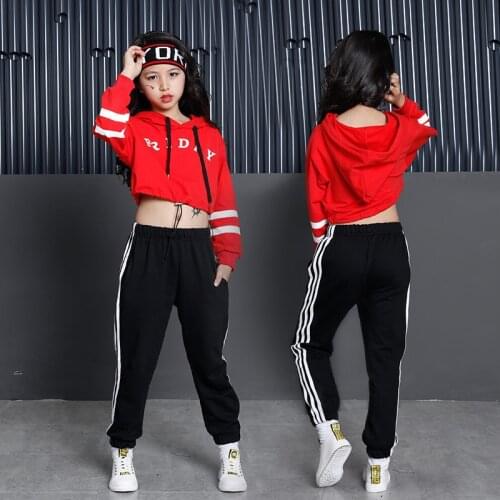 Hip Hop Costume Modern Ballroom DanceWear Children Girl Long Sleeve Street Dance Clothing Casual Jazz Dance Performance Costume