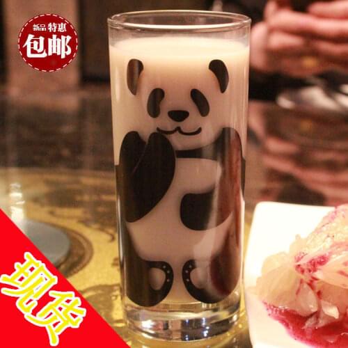 Lead-free glass cup panda design glass cup white souvenir cup milk cup