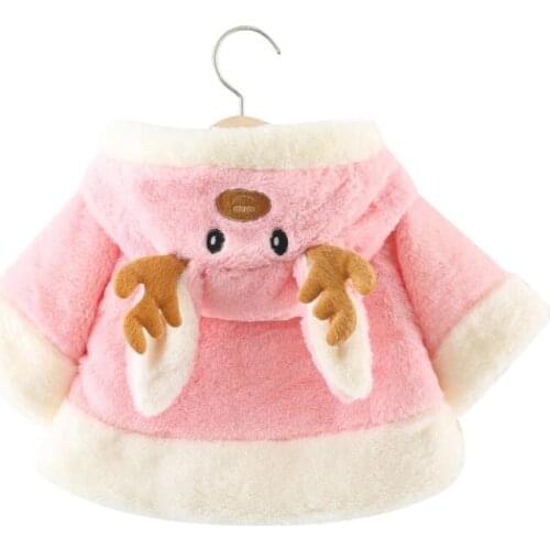 Baby girls warm Jacket winter baby shawl children clothing baby girl fleece party outerwear for 0-2T baby girls cartoon cloak