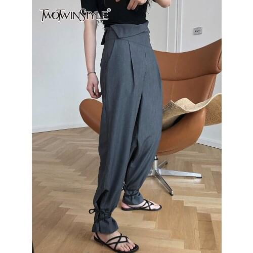 Женские прямые брюки TWOTWINSTYLE China At AliExpress