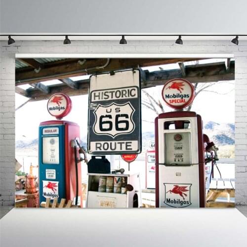 Historic Route 66 Gas Station Custom Photo Studio Backdrop Background Vinyl Background Photography Photo Backdrop