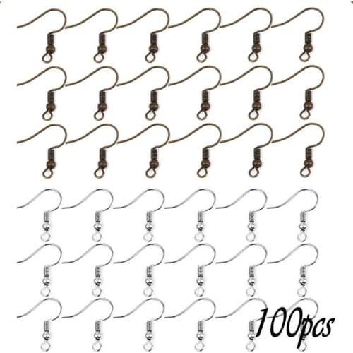 100pcs Earring Clasps Hooks Silver Color Earring Wires Findings for DIY Earrings Components Jewelry Making Supplies Wholesale