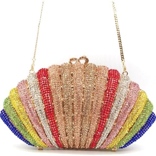 Bag For Women Rainbow Rhinestone Women Crystal Evening Clutches Bags Minaudiere Handbags Wedding Clutch Brides Purse