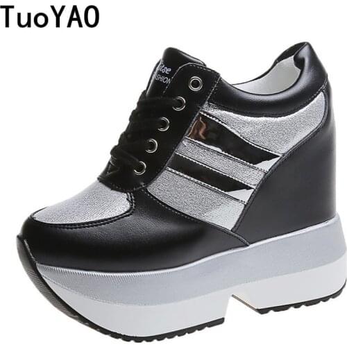 Spring New Womens Height Platform Chunky Sneakers Autumn Fashion Women Wedge Increasing Thick Sole Shoes Woman Footwear 12cm