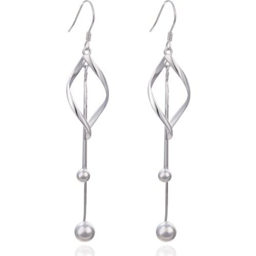 MADALENA SARARA High Polished Sterling Silver Earrings Flower Dangle Style S925 Women Earrings