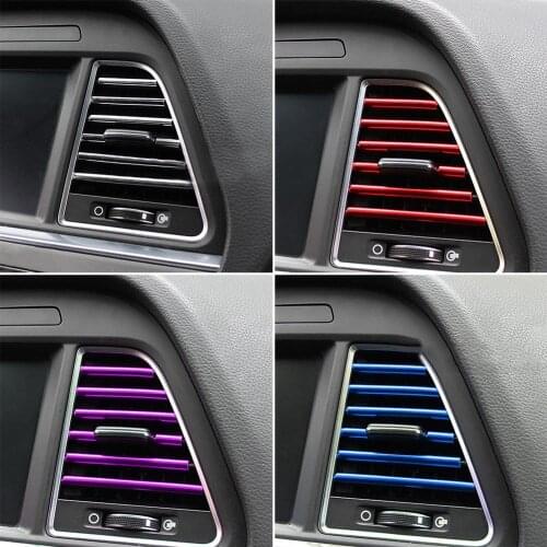 10pcs Car Air Vent Strips Grille Switch Rim Trim Outlet Decoration Strip Air Outlet Trim Car Styling Mouldings Car Stikers
