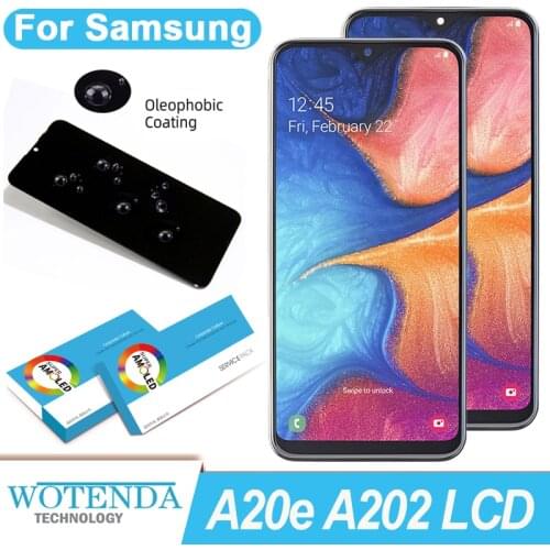 100% Original 5.8'' Super AMOLED Display for Samsung A20E A202 A202F Full LCD Touch Screen Digitizer Assembly Repair Parts