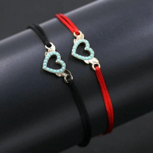 2pcs/set New Design Angels Wing Sweet Love Heart Shape Couples Bracelet For Men Women Red Rope Thread Wish Bracelets Gifts