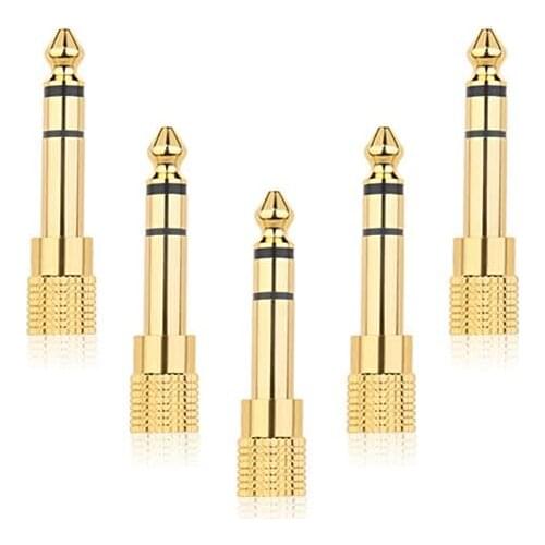 2PCS direct gold-plated microphone headset 3.5mm female hole to turn 6.35 6.5mm male plug small minijack plug Wire Connector