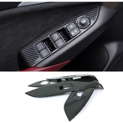 ABS Carbon fibre For Mazda CX-3 2016 2017 2018 accessories Door Window glass Lift Control Switch Panel Cover trim Car Styling