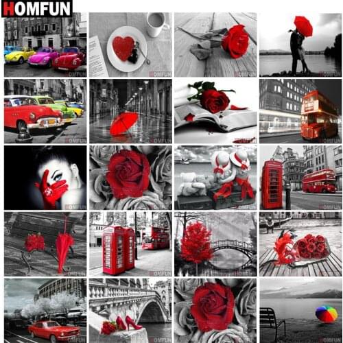 HOMFUN 5D DIY Full Diamond Embroidery "London Woman Flower Street" Diamond Painting Cross Stitch Rhinestone Home Decoration