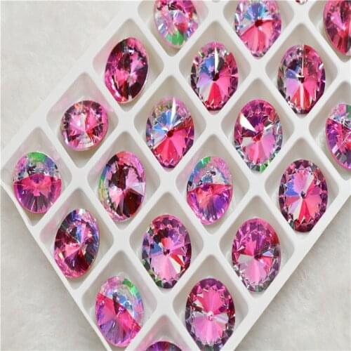 Strass applique rivoli crystal glass pointback rinestones decorations for needlework shiny stones 6mm 8mm 10mm 12mm 14mm