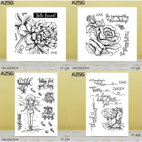 AZSG Charming Background Rose Flowers Clear Stamps For DIY Scrapbooking/Card Making/Album Decorative Silicone Stamp Crafts