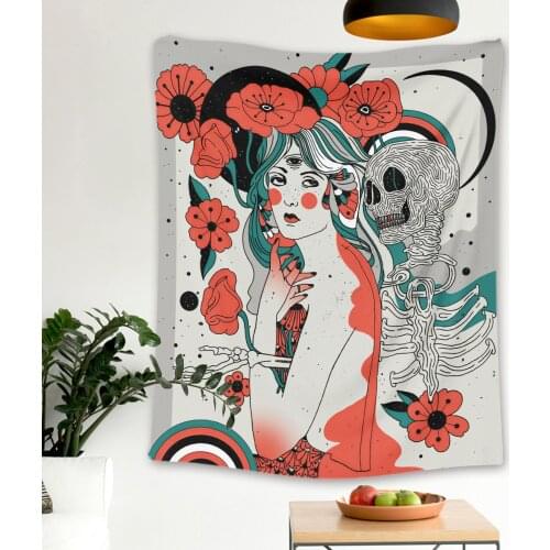 Boho Decor Cilected Bedside Decoration Flower Tapestry Wall Hanging Sexy Woman Tapestry Wall Covering Bedroom Decoration Home