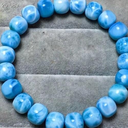 Genuine Natural Blue Larimar Gemstone 11.6mm Round Beads Bracelet Bangle Water Pattern Larimar Women Men AAAAAA