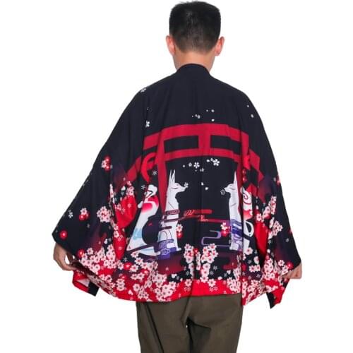 Kimono Man Japanese Clothes Yukata Male Samurai Costume Haori Obi Beach Mens Kimono Cardigan Japanese Streetwear Blouse