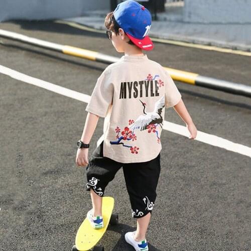 China Style Designed Summer 2021 Infant Kids Baby Boys Clothes Sets Short Sleeve T-shirt Shorts 2Pcs Outfits For 4 6 8 10 12 13