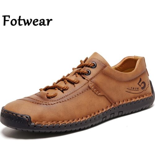Fotwear Men Leather Shoes Big Size 38-48 Outdoor Lace Up Mens Shoes Walking Classic Men Leisure Sneakers Brown Designer Zapatos