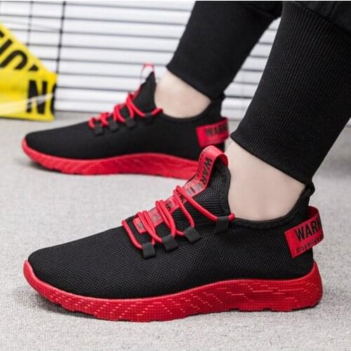 Trend Adult Male Shoes Comfortable Gym Shoes Leisure Outdoor Mens Tennis Sneakers Breathable Lightweight Red Sole Sport Footwear