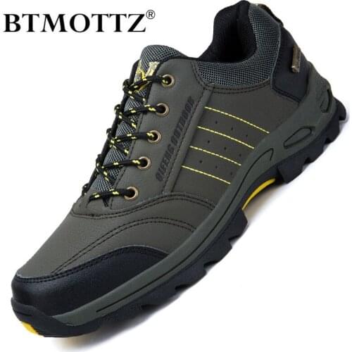 Mens Climbing Hiking Shoes Couples Winter Casual Sneakers With Fur Mens Outdoor Rubber Trekking Shoes Non-slip Trainers Leather