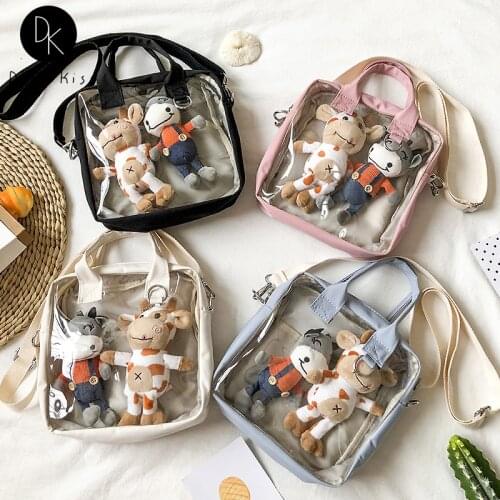 Japan Itabag Square Bag 3 Ways Ladies Nylon Shoulder Bag Grils Kawaii Ceossbody Bag Clear Ita Bag Cute Shopping Bag for Women