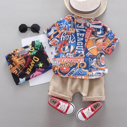 Summer breathable Boys Girl Clothing Sets Kids letter T-Shirt Shorts 2Pcs/Sets Toddler Leisure Sport Suits Baby Tracksuits 1-5Y