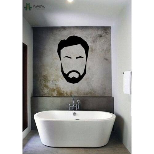 YOYOYU Wall Stickers Man Salon Wall Decal Vinyl Removable Window Art Decor Hairshop Modern Baber Shop Fashion Beard PatternSY467