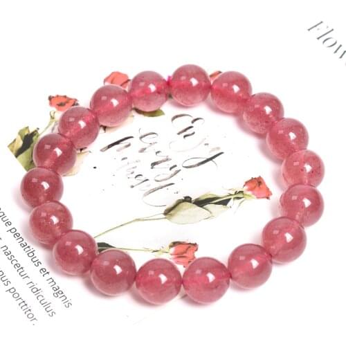 Natural Red Ice Strawberry Quartz Bracelet For Woman Man Gift Crystal Round Beads Gemstone 9mm 10mm 11mm 12mm 13mm Jewelry AAAAA