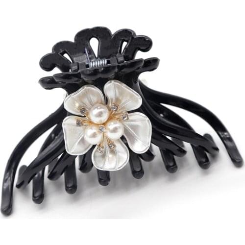 New Large High Guality Pearl Acrylic Hair Claw Clip For Women Girl Camellia Hairpins Hair Accessories Jewelry Gift Wedding