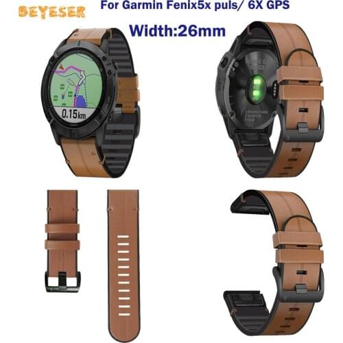 New Fashion Soft Leather Watchband For Garmin Fenix5x Puls/ 6X GPS Smart Watch 26mm Quick Release Replacement Strap Accessories
