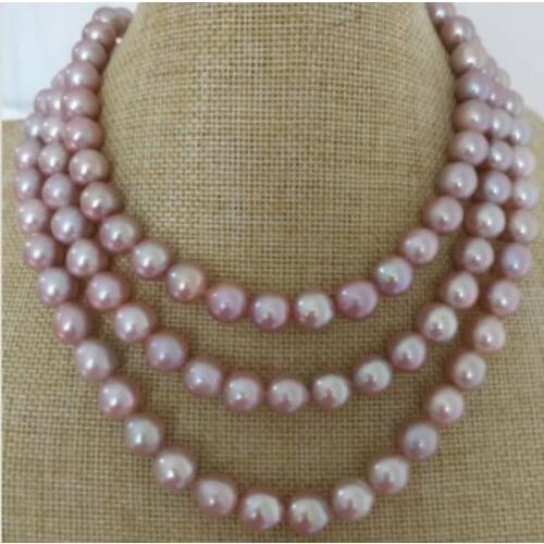 CHARMING 9-10mm lavender pearl necklace 48 inch