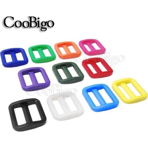 10pcs 20mm Colorful Plastic Slider Tri-Glides Adjustable Buckles For Pets Collar Tactical Bag Parts Accessories