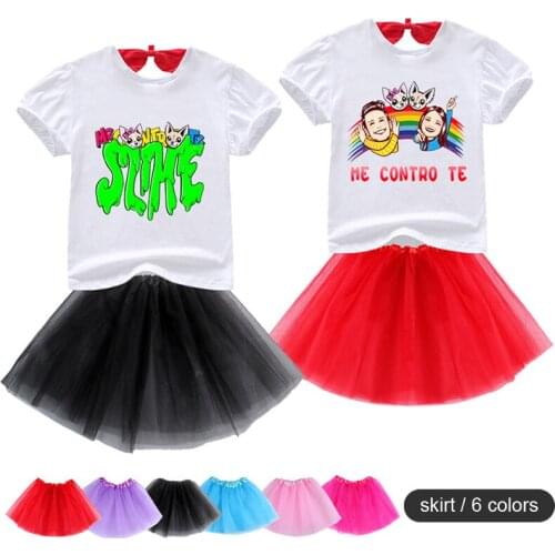 Baby Girls Princess Cartoon Me Contro Te Print Tutu Dress + T shirt 2 Pcs Set Childrens Clothing Skirt Suits 2-8 Years Costumes