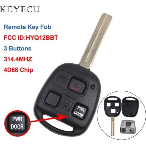 Keyecu Car Remote Key 3 Buttons 314.4MHz with 4D68 Chip for Lexus RX330 RX350 RX400h RX450h - HYQ12BBT