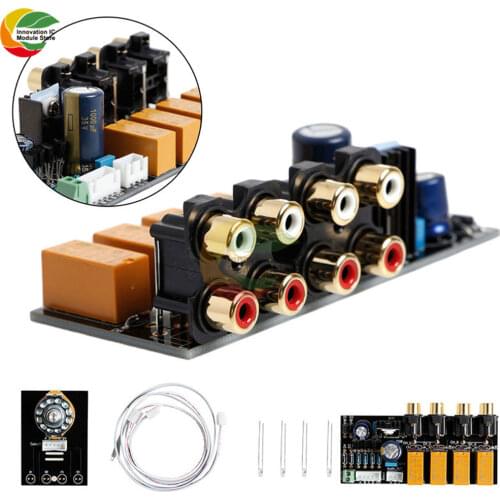 Ziqqucu Audio input signal selector relay board 4-channel signal switching RCA for amplifier speakers