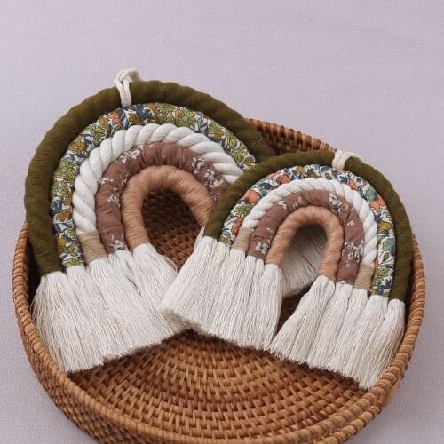 DIY Rope Rainbow Tapestry Wall Hanging Toys Handmade Weaving Ornament Nordic Baby Kids Room Decor