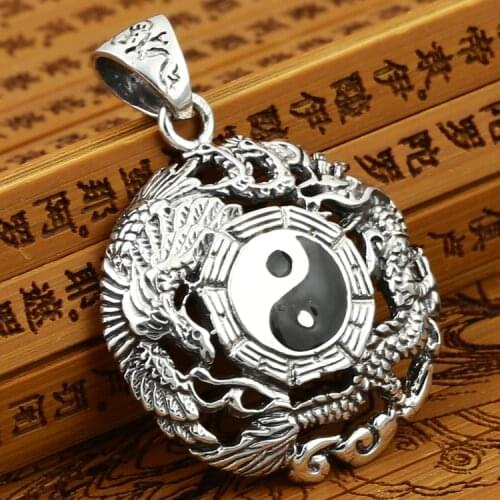 Silver jewelry manufacturers Silver Vintage pendant male Korean dragon gossip universe Taoist personality Pendant